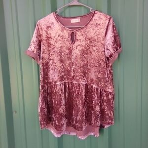 Womens Altar'd State Shimmery Blush Pink Tunic Top Size Small